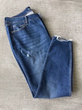 Old Navy Blue Skinny Jeans with Frayed Hem